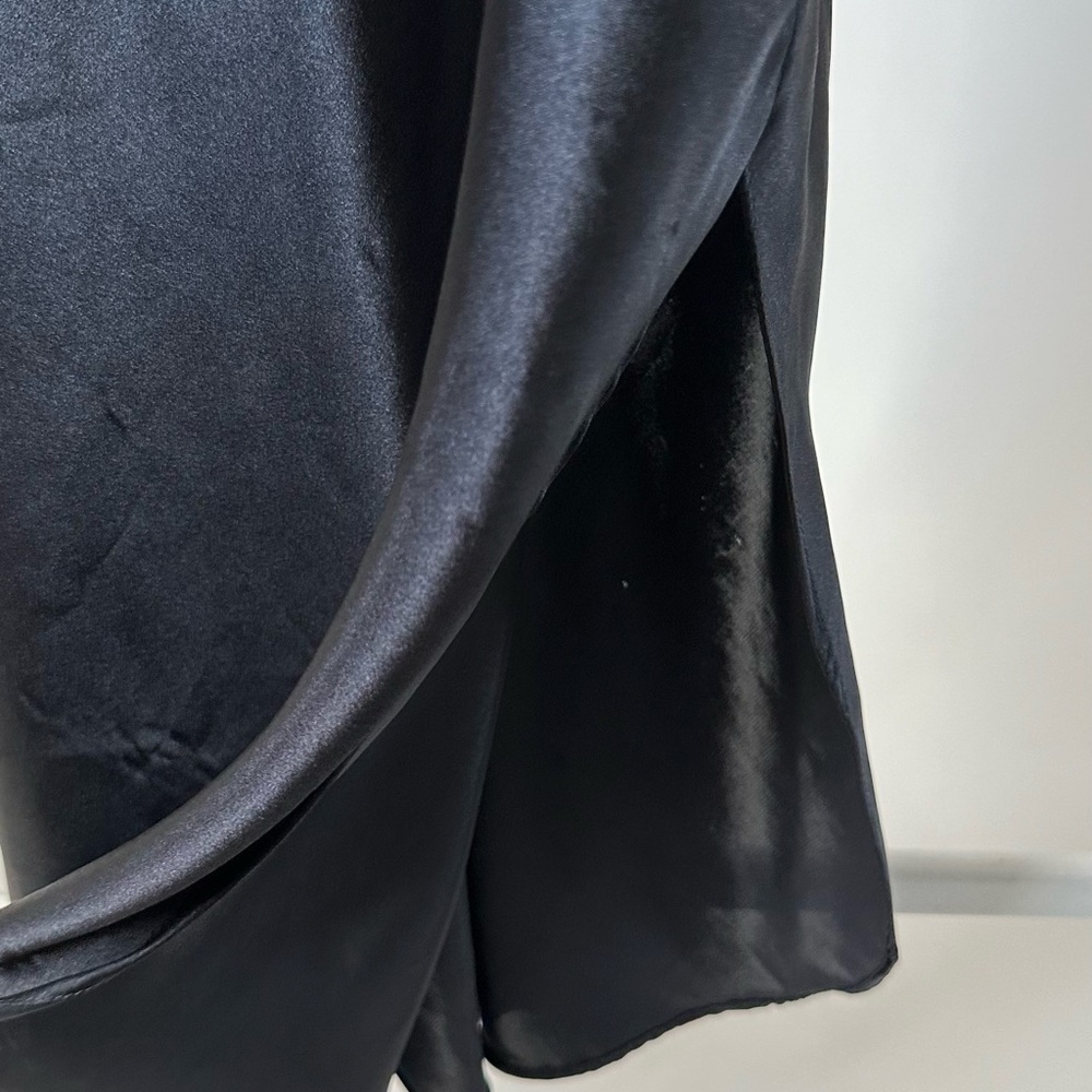 VINTAGE 90s Satin Slip Dress Black Floral With Lace Size- Small, also fits a M - Picture 9 of 13